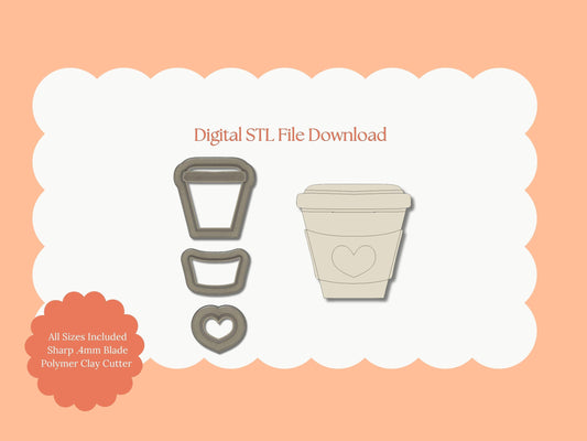 To Go Coffee Cup No. 4 Clay Cutter | Cafe Cup STL File – Digital Coffee Cutter for DIY Beverage Earrings and Barista Crafts