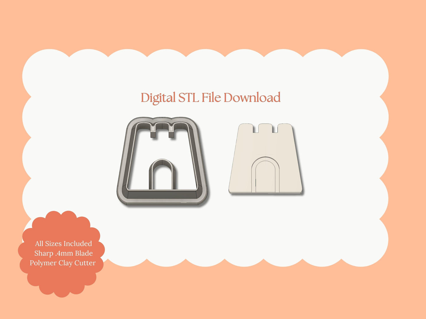 Sand Castle No. 2 Clay Cutter | Sand Castle STL File – Digital Beach Clay Cutter for Summer Earrings and Coastal Crafts