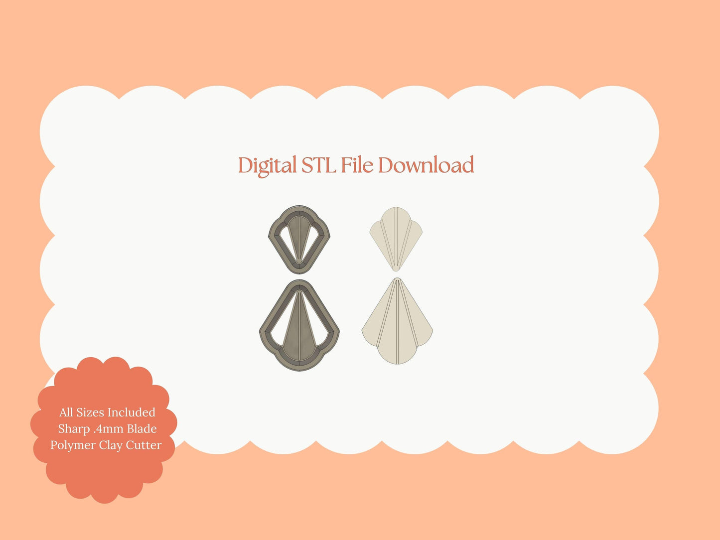Seashell Dangle No. 1 Clay Cutter | Seashell Dangle STL File – Coastal Digital Cutter for Ocean Earrings and Marine Crafts