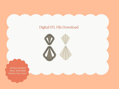 Seashell Dangle No. 1 Clay Cutter | Seashell Dangle STL File – Coastal Digital Cutter for Ocean Earrings and Marine Crafts