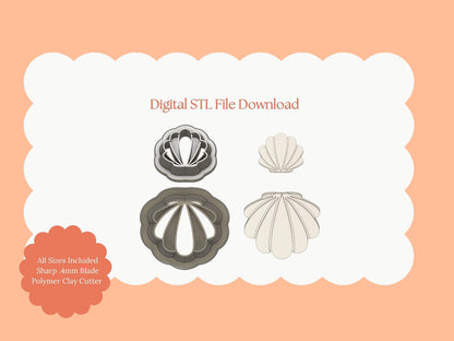 Seashell Dangle No. 2 Clay Cutter | Seashell Dangle STL File – Coastal Digital Cutter for Ocean Earrings and Marine Crafts