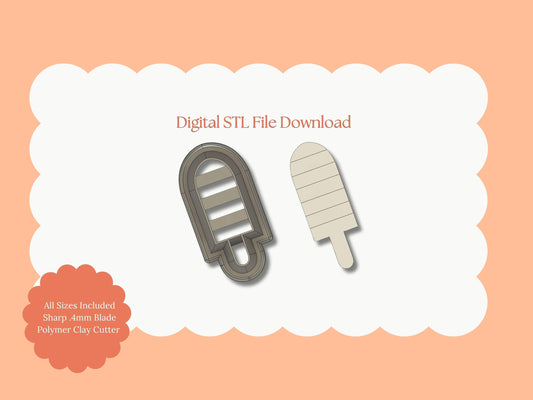 Popsicle No. 1 Clay Cutter | Popsicle STL File – Summer Digital Cutter for Ice Cream Earrings and Dessert Crafts