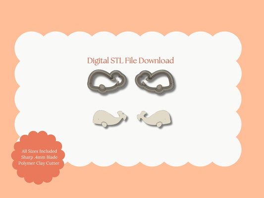 Whale Clay Cutter | Whale STL File – Sea-Themed Digital Cutter for DIY Ocean Earrings and Marine Accessories