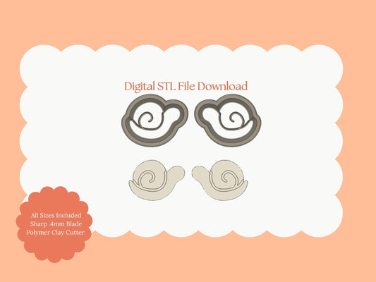 Snail No. 2 Clay Cutter | Snail STL File – Nature Digital Cutter for DIY Cottagecore Earrings and Cute Garden Crafts