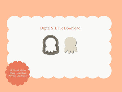 Octopus No. 2 Clay Cutter | Octopus STL File – Digital Coastal Cutter for Sea-Themed Earrings and Ocean Clay Projects