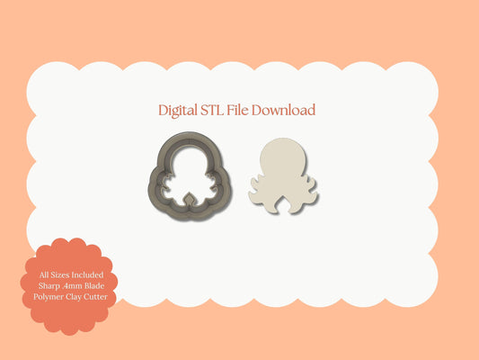 Octopus No. 3 Clay Cutter | Octopus STL File – Digital Sea Creature Cutter for Marine Earrings and Nautical Crafts