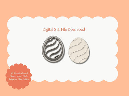 Wavy Lined Egg Clay Cutter | Wavy Egg STL File – Digital Easter Cutter for Spring Earrings and Holiday Polymer Crafts