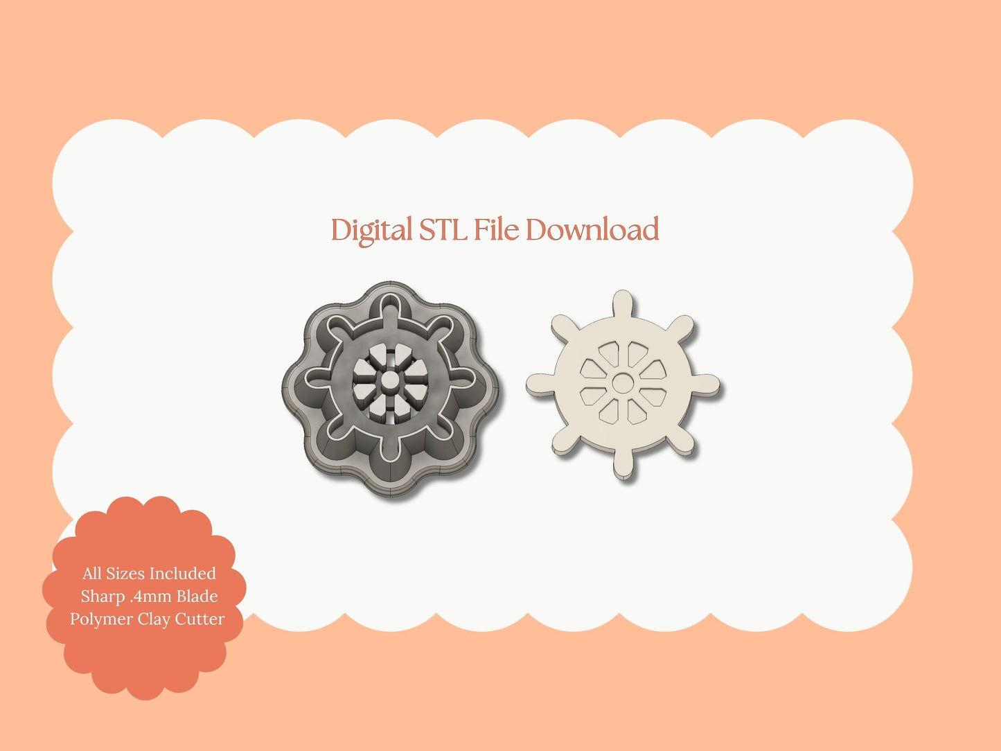 Shipwheel Clay Cutter | Shipwheel STL File – Nautical Digital Cutter for DIY Sailing Earrings and Ocean Crafts