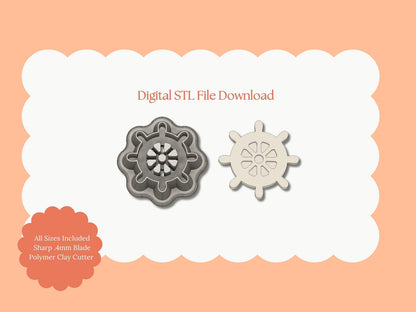 Shipwheel Clay Cutter | Shipwheel STL File – Nautical Digital Cutter for DIY Sailing Earrings and Ocean Crafts