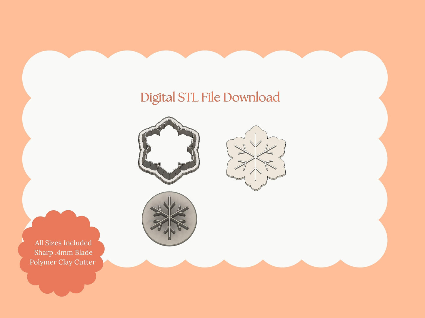 Snowflake No. 11 Clay Cutter | Snowflake No. 11 STL File – Digital Frosty Cutter for Holiday Earrings and Christmas Clay Crafts