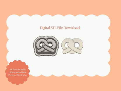 Pretzel Clay Cutter | Pretzel STL File – Digital Food Cutter for Snack Earrings and Whimsical Polymer Crafts