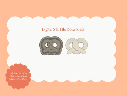Pretzel Clay Cutter | Pretzel STL File – Digital Food Cutter for Snack Earrings and Whimsical Polymer Crafts