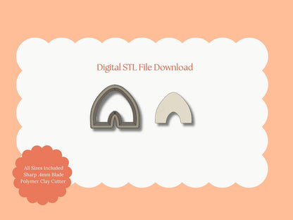 Pointed Wide Arch Clay Cutter | Wide Arch STL File – Digital Geometric Clay Cutter for Modern Earrings and Minimalist Crafts