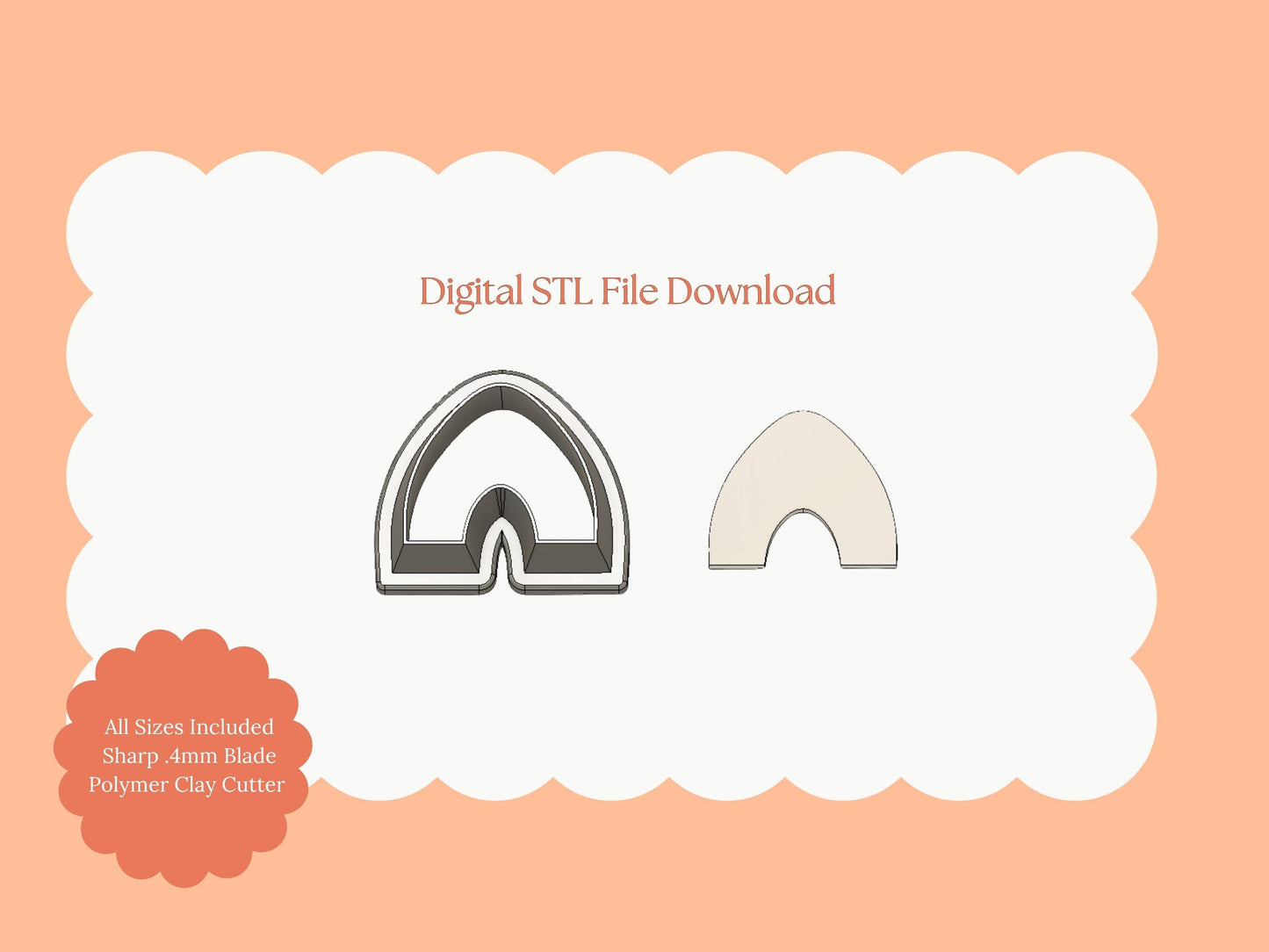 Pointed Wide Arch Clay Cutter | Wide Arch STL File – Digital Geometric Clay Cutter for Modern Earrings and Minimalist Crafts