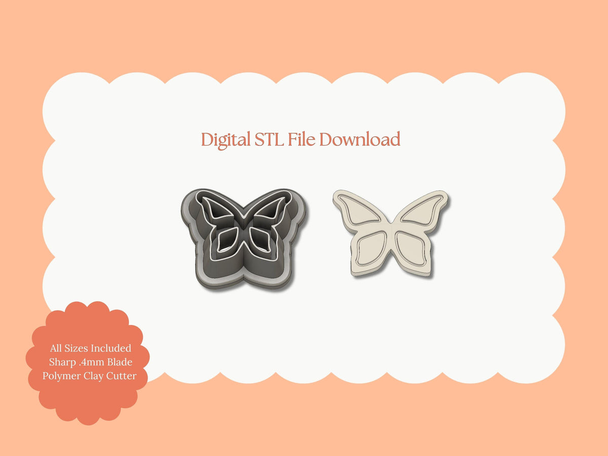Butterfly Cutout No. 1 Clay Cutter | Butterfly Cutout No. 1 STL File – Digital Nature Cutter for Elegant Earrings & Butterfly Clay Crafts