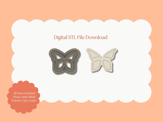 Butterfly Cutout No. 1 Clay Cutter | Butterfly Cutout No. 1 STL File – Digital Nature Cutter for Elegant Earrings & Butterfly Clay Crafts