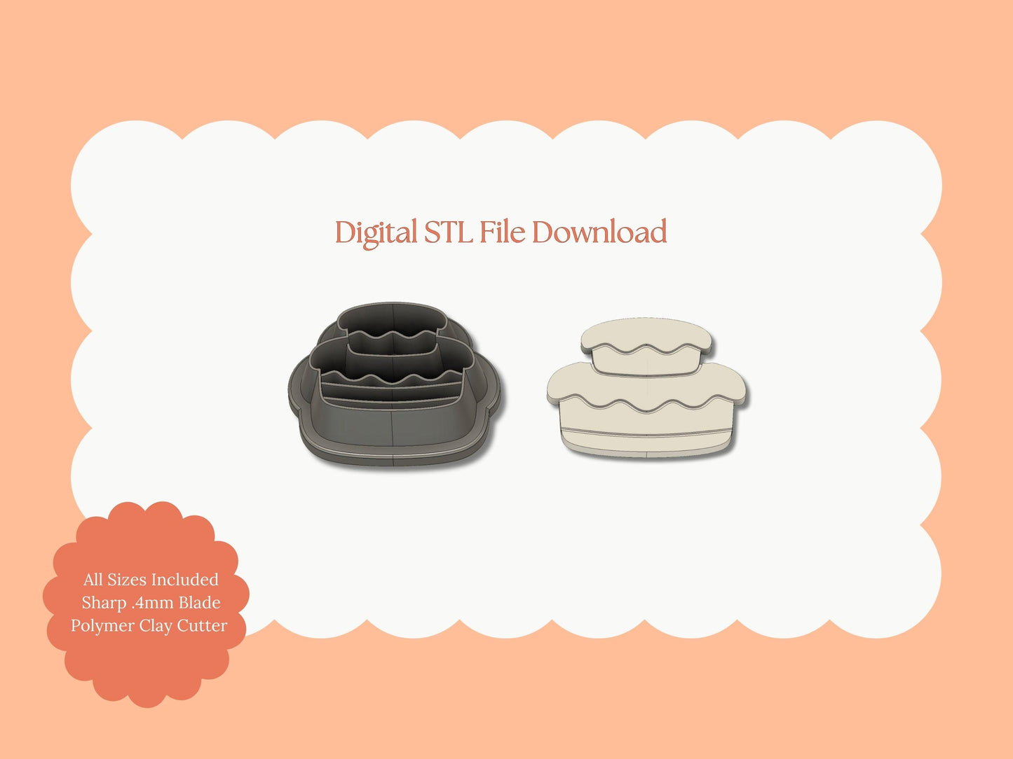 Cake Clay Cutter | Cake STL File – Digital Baking Cutter for Dessert Earrings & Sweet Clay Crafts