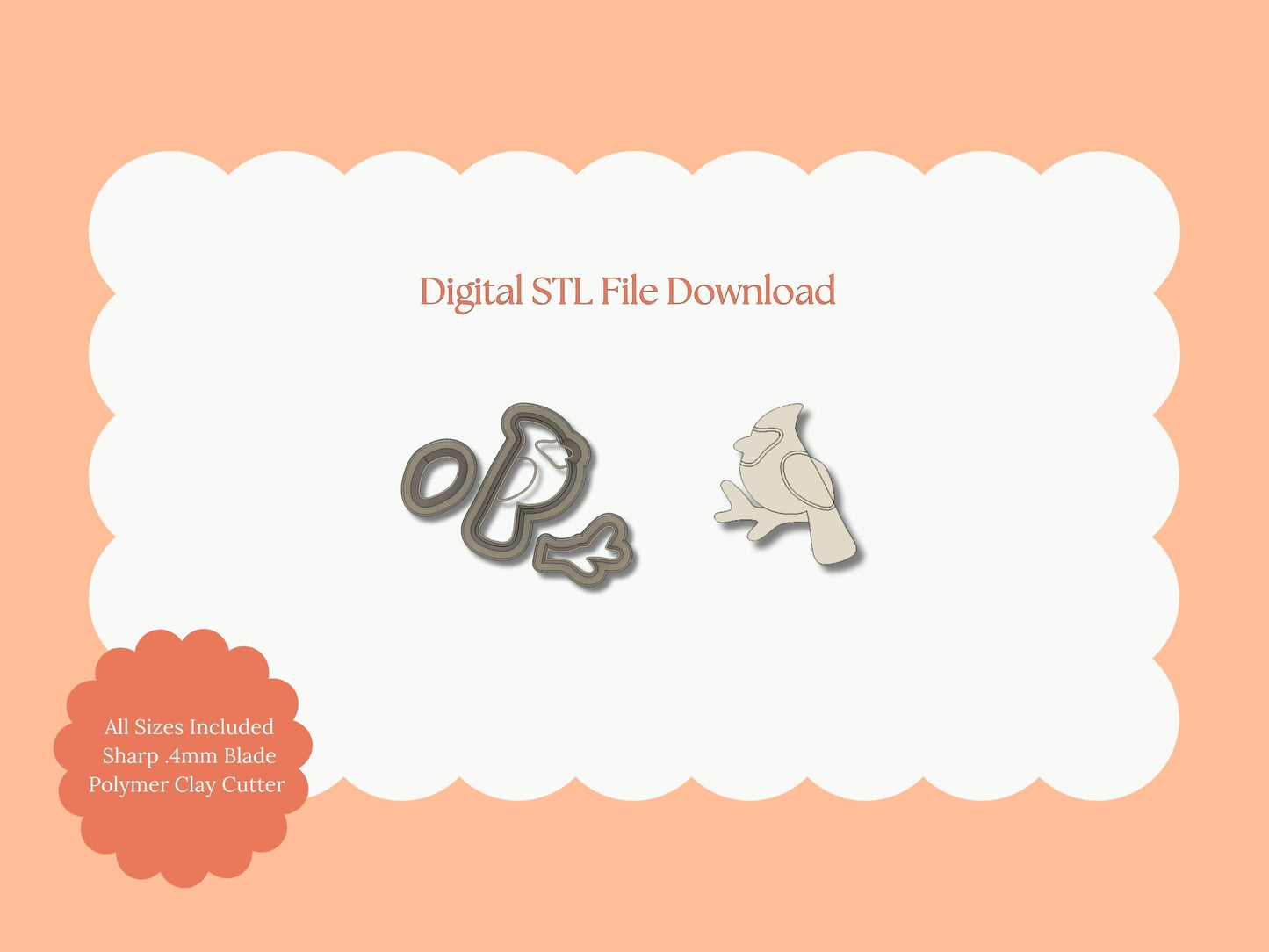 Cardinal Bird Clay Cutter | Cardinal Bird STL File – Digital Nature Cutter for Winter Earrings & Elegant Clay Crafts