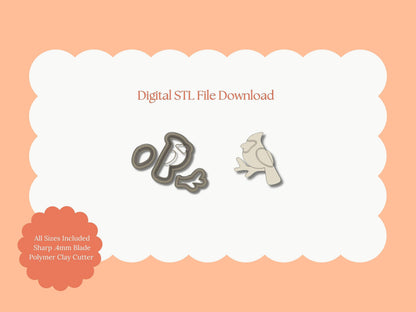 Cardinal Bird Clay Cutter | Cardinal Bird STL File – Digital Nature Cutter for Winter Earrings & Elegant Clay Crafts