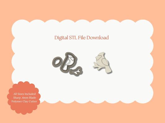 Cardinal Bird Clay Cutter | Cardinal Bird STL File – Digital Nature Cutter for Winter Earrings & Elegant Clay Crafts