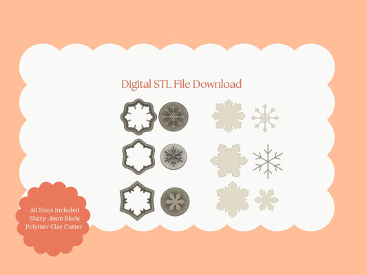 Snowflake Trio Clay Cutter | Snowflake Trio STL File – Digital Winter Cutter Set for Holiday Earrings and Christmas Crafts