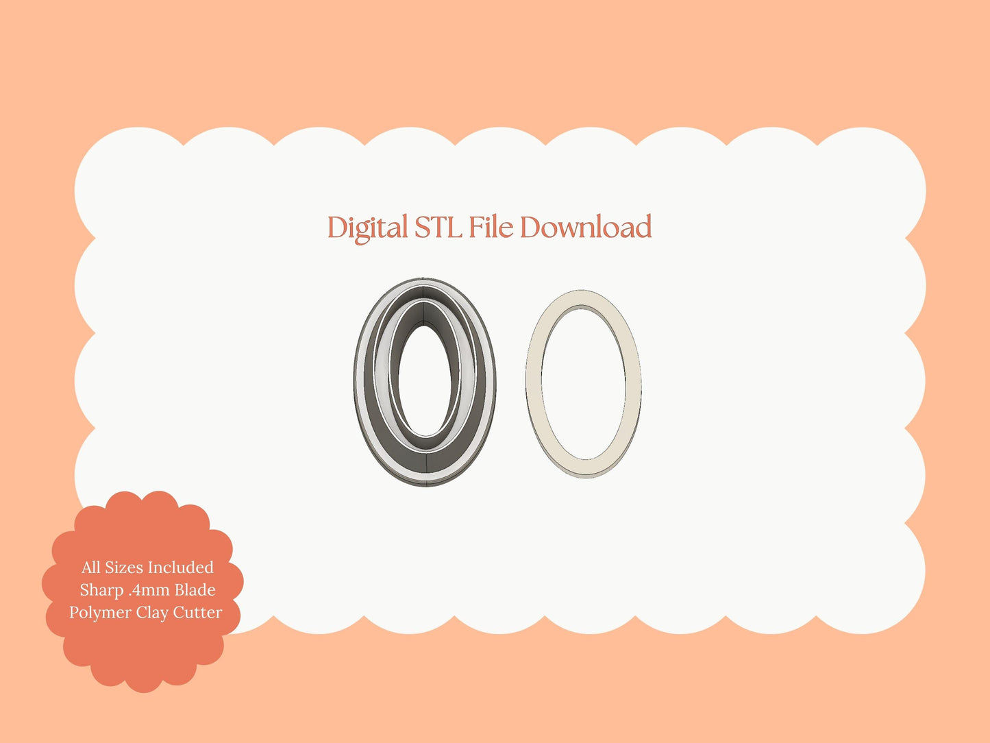 Oval Outline Clay Cutter | Oval STL File – Digital Geometric Clay Cutter for Minimalist Earrings and Modern Accessories