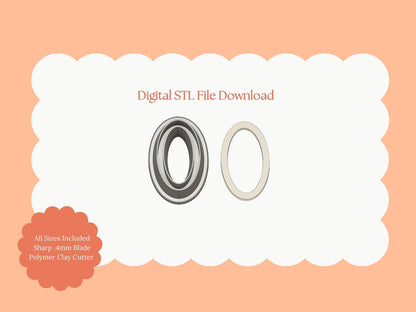 Oval Outline Clay Cutter | Oval STL File – Digital Geometric Clay Cutter for Minimalist Earrings and Modern Accessories