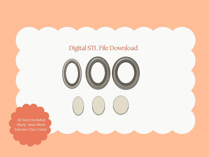 Oval Set Clay Cutters | Geometric Oval STL File for Polymer Clay Earrings and Jewelry