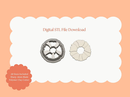 Christmas Banded Wreath Clay Cutter | Banded Wreath STL File – Digital Christmas Cutter for Festive Earrings and Holiday DIY Projects
