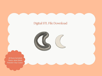 Moon No. 2 Clay Cutter | Celestial Moon STL File for Polymer Clay Jewelry and Star-Themed Crafts
