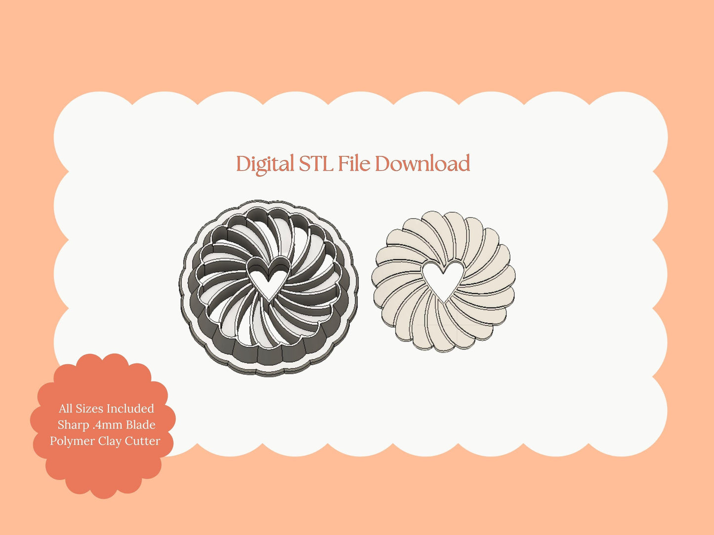 Heart Jam Biscuit Clay Cutter | Jam Biscuit STL File – Digital Bakery Cutter for Cute Valentine Earrings and Cookie Crafts