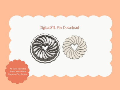 Heart Jam Biscuit Clay Cutter | Jam Biscuit STL File – Digital Bakery Cutter for Cute Valentine Earrings and Cookie Crafts