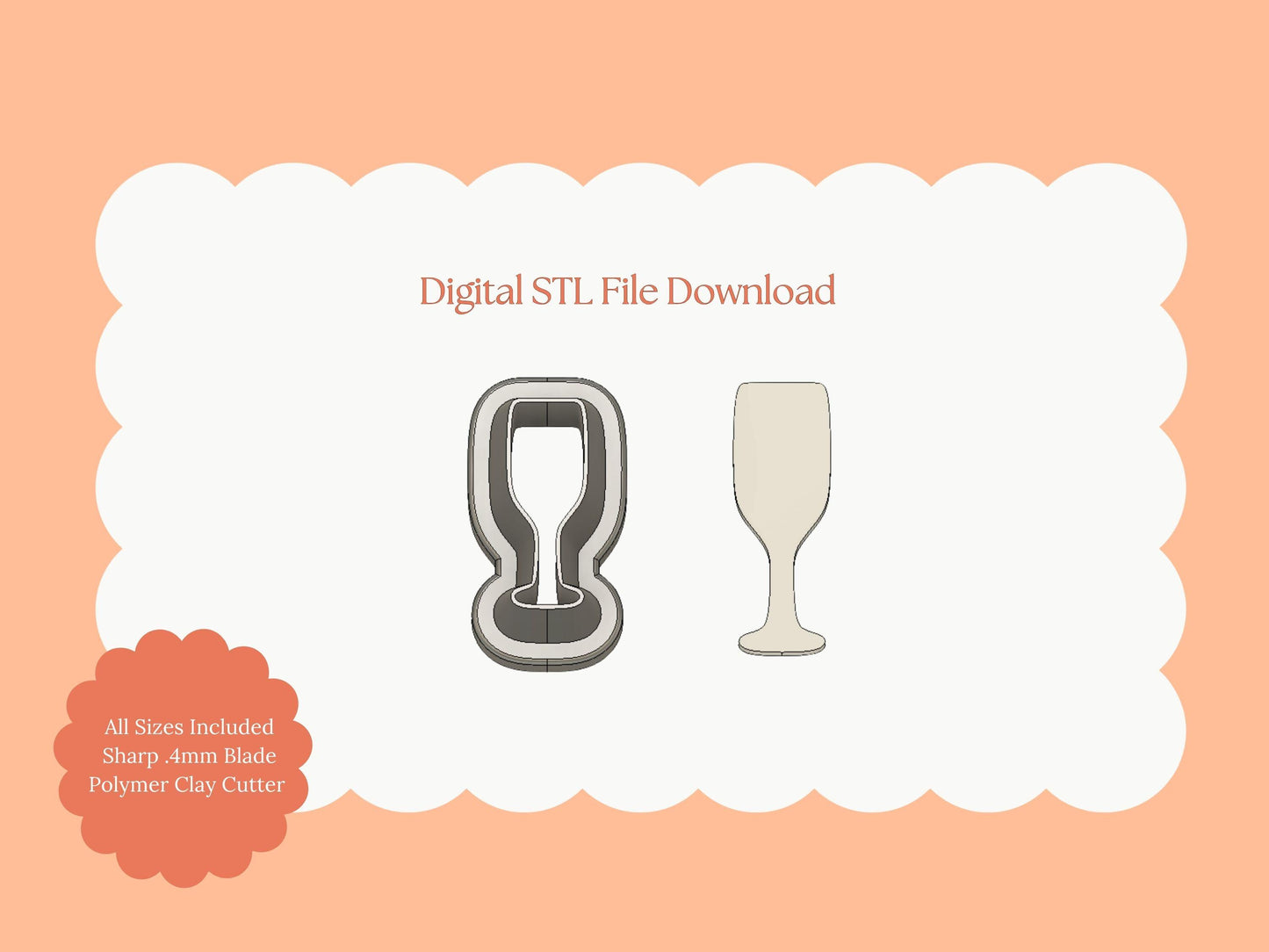 Champagne Glass Clay Cutter | Champagne STL File for New Year’s Earrings and Celebration Jewelry