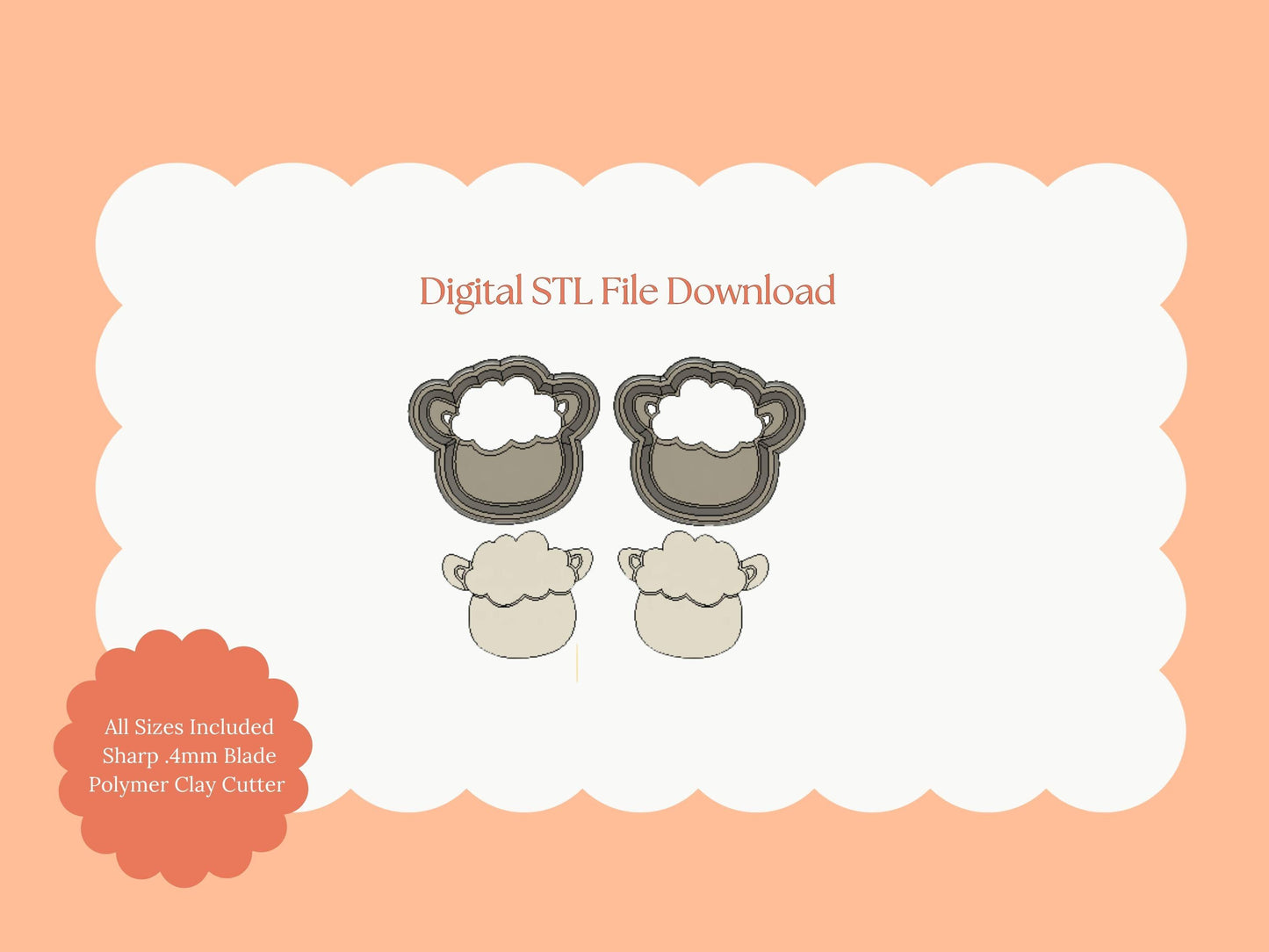 Lamb Set Clay Cutter | Lamb Set STL File – Digital Farm Cutter for Country Earrings and Cute Handmade Accessories