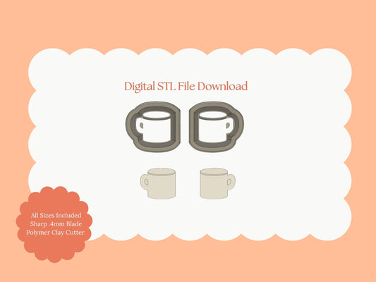 Cocoa Mug Clay Cutter | Cocoa Mug STL File for Polymer Clay Earrings and Cozy Winter Jewelry