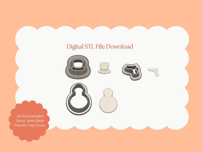 Snowman No. 2 Clay Cutter Set | Snowman STL File for Winter Earrings – Holiday Clay Cutter Digital Download
