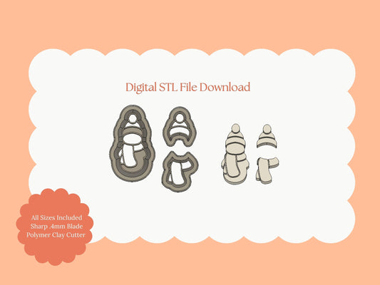 Snowman No. 3 Clay Cutter | Winter Snowman STL File for DIY Earrings and Holiday Jewelry – Digital Download