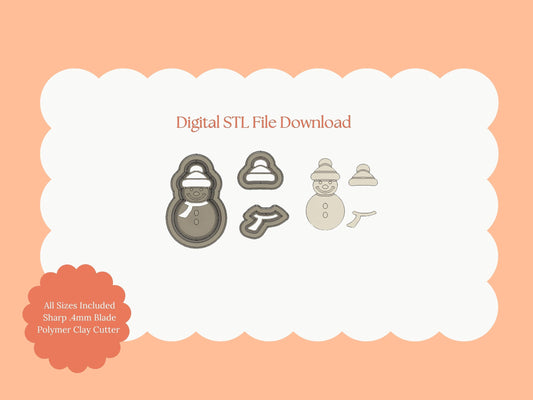 Snowman No. 4 Clay Cutter | Christmas Snowman STL File for Earrings and Snow Crafts – Digital Clay Download