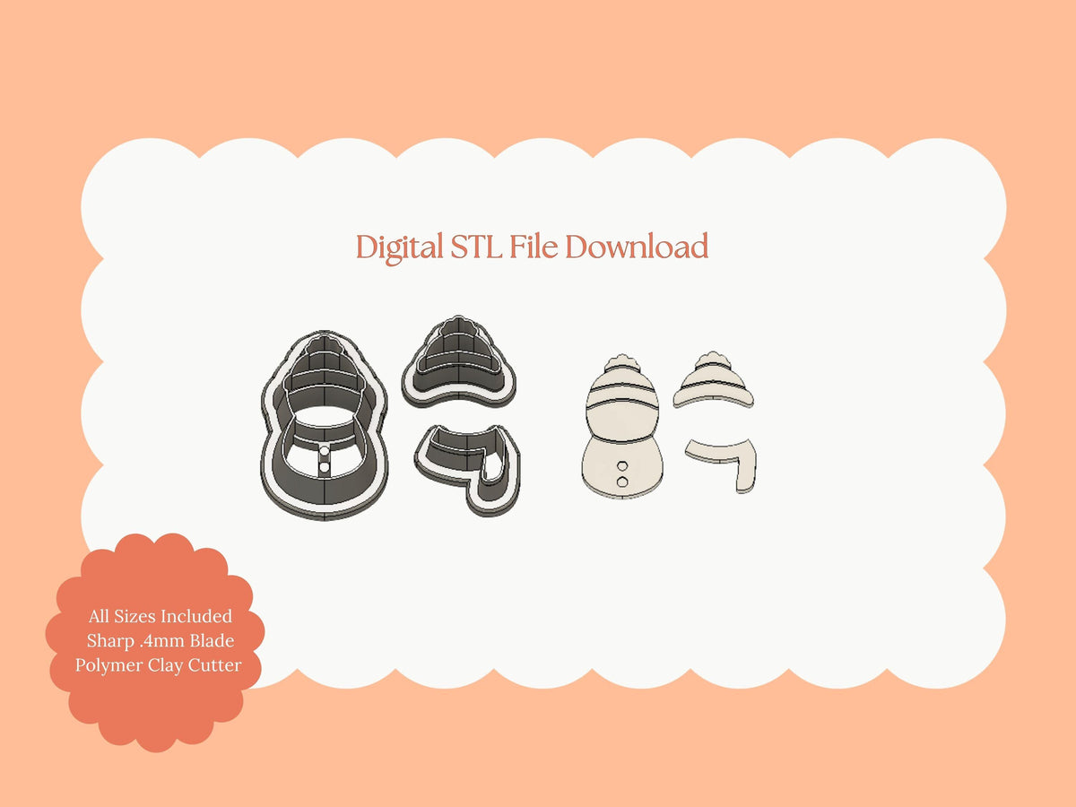 Snowman No. 5 Clay Cutter | Cute Snowman Digital STL File for Earrings – Holiday and Winter Jewelry Craft