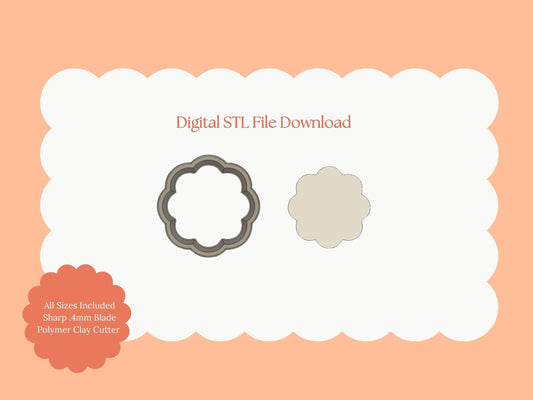 Scalloped Circle No. 2 Clay Cutter | Classic Circle STL File for Elegant Earrings – Vintage Clay Cutter Download