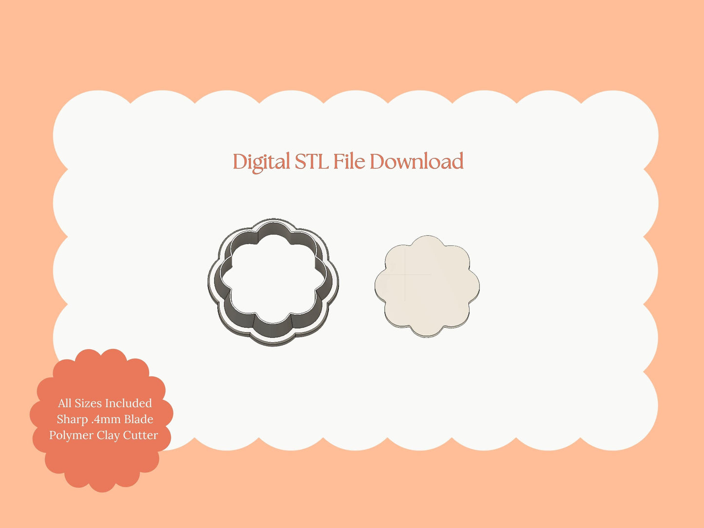 Scalloped Circle No. 2 Clay Cutter | Classic Circle STL File for Elegant Earrings – Vintage Clay Cutter Download