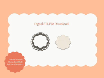 Scalloped Circle No. 2 Clay Cutter | Classic Circle STL File for Elegant Earrings – Vintage Clay Cutter Download