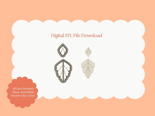 Scalloped Leaf Dangle No. 1 Clay Cutter | Leaf Dangle STL File – Nature Clay Cutter for Botanical Earrings and DIY Crafts