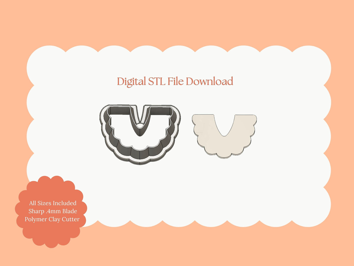 Scalloped Arch No. 1 Clay Cutter | Scalloped Arch STL File for Boho Earrings – Minimalist Digital Clay Download