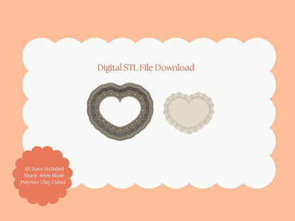 Scallop Heart Emboss No. 2 Clay Cutter | Embossed Heart STL File for Valentine Earrings – Romantic Digital Download