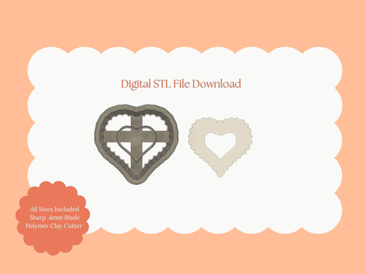 Scallop Heart Cutout No. 1 Clay Cutter | Scallop Heart Cutout Digital STL File for Valentine Earrings and Craftsmal
