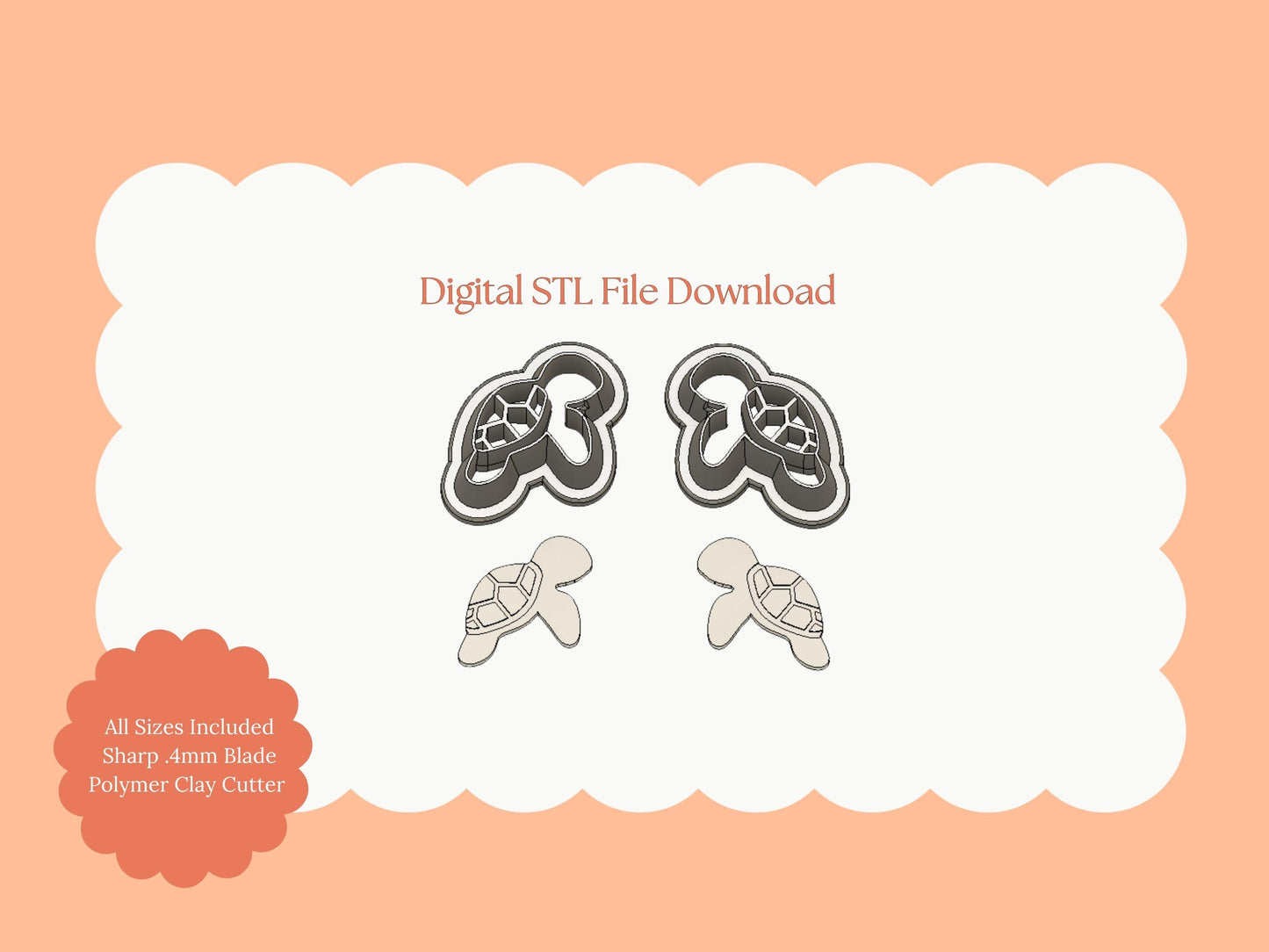 Sea Turtle No. 2 Clay Cutter | Sea Turtle STL File – Ocean-Themed Digital Cutter for Coastal Earrings and Marine Crafts