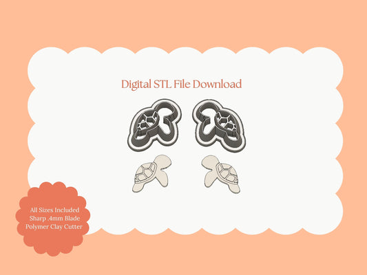 Sea Turtle No. 2 Clay Cutter | Sea Turtle STL File – Ocean-Themed Digital Cutter for Coastal Earrings and Marine Crafts