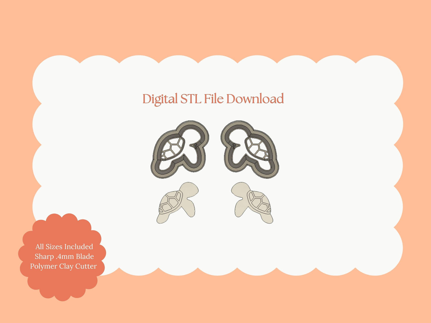 Sea Turtle No. 2 Clay Cutter | Sea Turtle STL File – Ocean-Themed Digital Cutter for Coastal Earrings and Marine Crafts