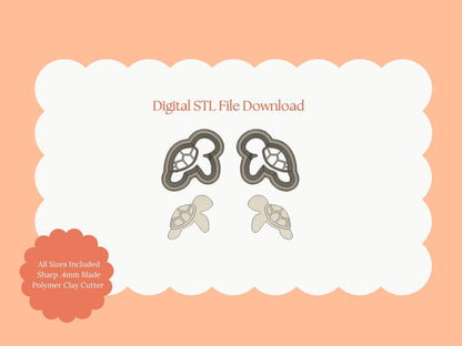 Sea Turtle No. 2 Clay Cutter | Sea Turtle STL File – Ocean-Themed Digital Cutter for Coastal Earrings and Marine Crafts